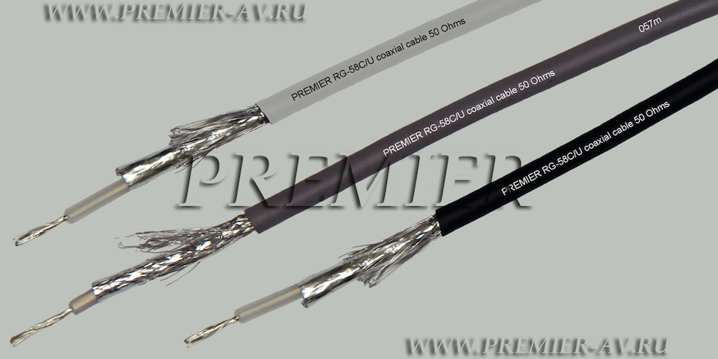 20-300 100 Кабель RG-58C/U BC BK коаксиальный 50 Ом медный черный 100м
