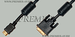 5-821 5.0 Шнур HDMI "шт" - DVI-D "шт" пластик "позолоченный" OD7.3мм с ферритами 5.0м
