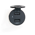 3-434S USB "гн" на корпус с вольтметром, 5V, Dual port 3.2A+3.2A