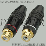 1-225G Разъем RCA "гн" металл "позолоченный" на кабель, красный и белый (Nakamichi)