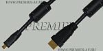 5-840 1.5 Шнур MICRO HDMI "шт" - HDMI "шт" "позолоченный" OD4.0мм с ферритами 1.5м