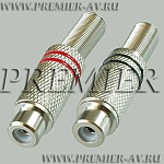 1-209 Разъем RCA "гн" металл на кабель, пайка, красный и черный (2 полосы)