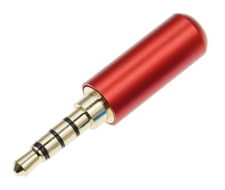 1-065G RD Разъем аудио 3.5мм "шт" стерео металл "позолоченный" на кабель в мини корпусе, красный