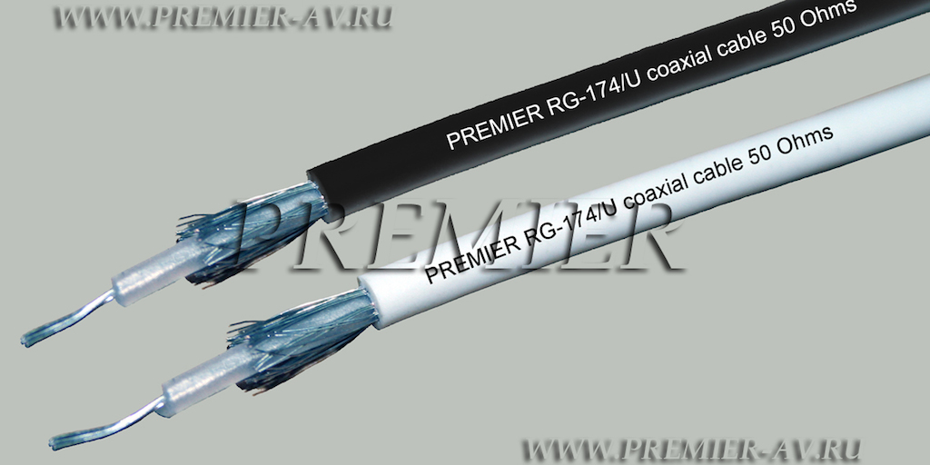 20-100 100 Кабель RG-174/U BC BK коаксиальный 50 Ом медный черный 100м