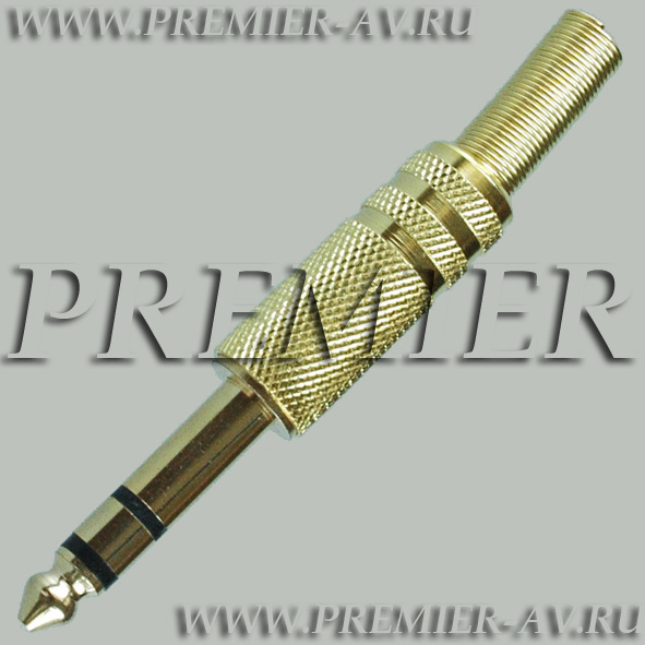 1-105G Разъем аудио 6.35мм "шт" стерео металл "позолоченный" на кабель