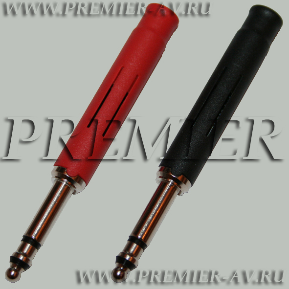 1-147 Разъем аудио BANTAM 4.4мм "шт" стерео пластик на кабель, красный и черный