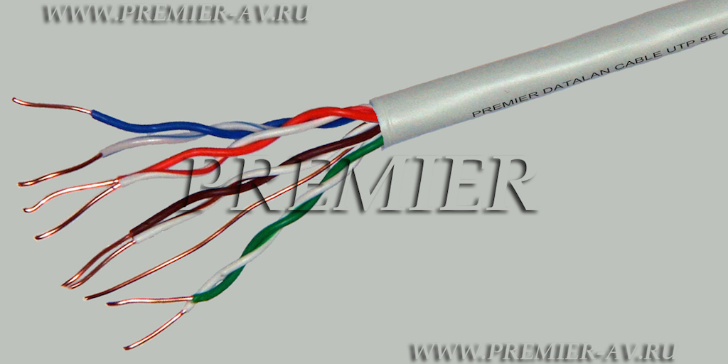 23-100 305 Кабель UTP-4 5E (BC) неэкран. витая пара 4 пары 5E (одножильный 24AWG медный) 305м