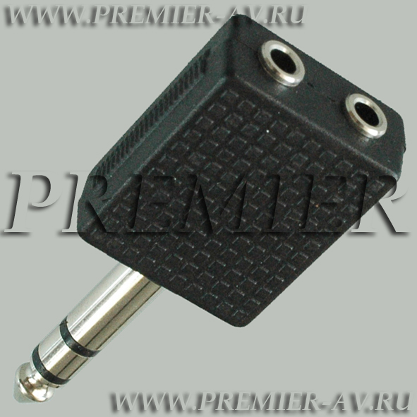 2-131 Переход 6.35мм "шт" стерео - 2 x 3.5мм "гн" стерео пластик