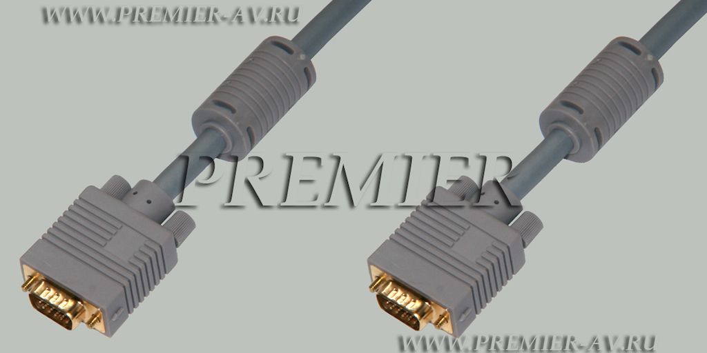 5-963 25.0 Шнур VGA HD 15 Pin "шт" - HD 15 Pin "шт" "позолоченный" OD8.0мм с ферритами 25.0м