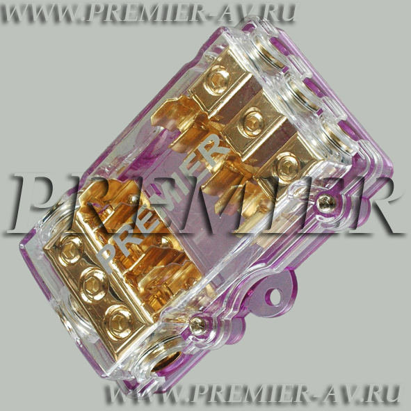 7-050 Держатель на 3 AGU предохранителя (3 входа x 16мм2 - 3 выхода х 8мм2) PRO-class "позолоченный"