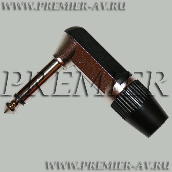 1-136 BK Разъем аудио 6.35мм "шт" моно угловой пластик-металл на кабель, черный