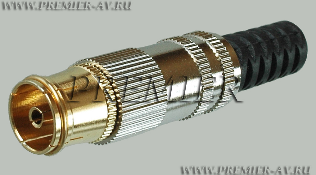 4-013G / MX-154G Разъем телевизионный "гн" металл "позолоченный" на кабель, винт, в индивидуальной у