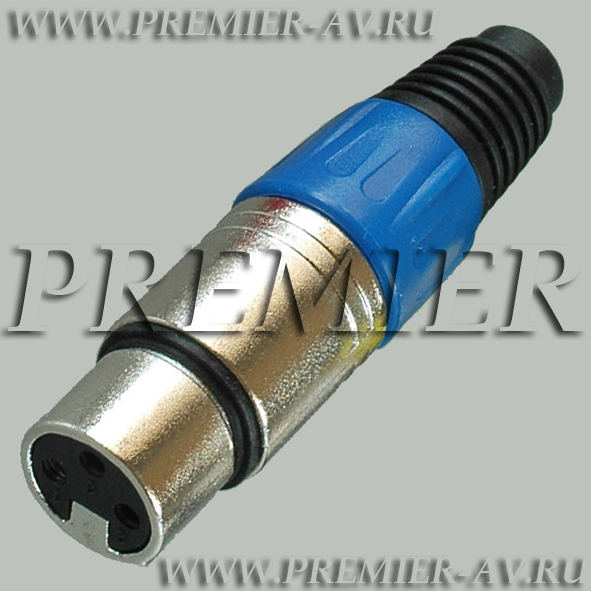 1-504 BL Разъем XLR 3P "гн" металл цанга на кабель, синий
