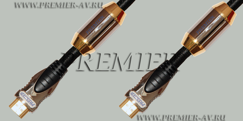 5-814 0.5 Шнур HDMI "шт" - HDMI "шт" металл "позолоченный" OD8.0мм с ферритами в нейлоне 0.5м