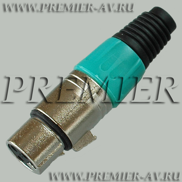 1-504 GR Разъем XLR 3P "гн" металл цанга на кабель, зеленый