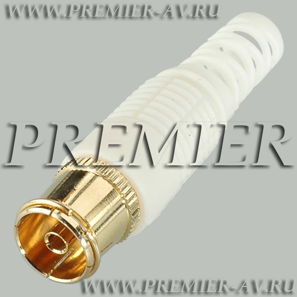 4-003HQG WH Разъем телевизионный "гн" пластик "позолоченный" на кабель, винт, белый HQ