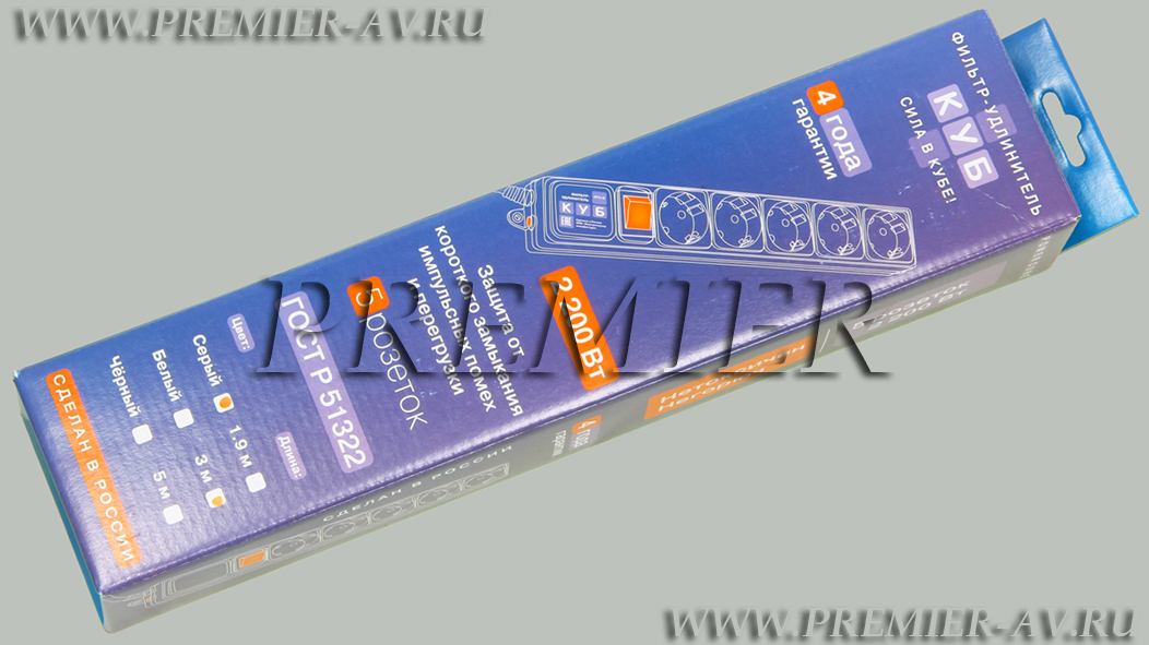 3-750 10.0 Сетевой фильтр Power Cube 5 розеток 10.0м