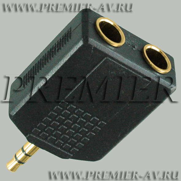 2-111G Переход 3.5мм "шт" стерео - 2 x 6.35мм "гн" стерео пластик "позолоченный"