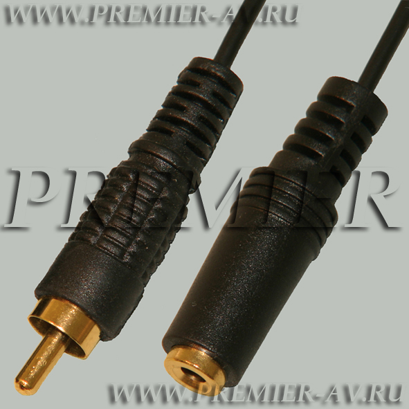 2-216G Переход RCA "шт" - 3.5мм "гн" моно пластик "позолоченный" с кабелем 0,3м