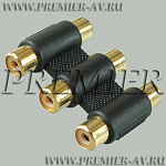 2-278G Переход 3 x RCA "гн" - 3 x RCA "гн" пластик "позолоченный"