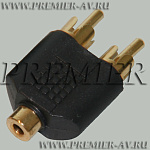 2-228G Переход 2 x RCA "шт" - 3.5мм "гн" моно пластик "позолоченный"