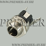 3-236 Разъем питания 5.5x2.5мм "гн" металл-пластик на корпус с гайкой