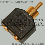 2-227G Переход RCA "шт" - 2 x 3.5мм "гн" стерео пластик "позолоченный"