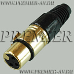 1-504G BK Разъем XLR 3P "гн" металл "позолоченный" цанга на кабель, черный