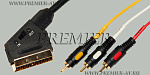 5-117 1.5 Шнур SCART "шт" - 3 x RCA "шт" ВХОД-ВЫХОД "позолоченный" OD8.0мм 1.5м