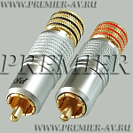1-280G Разъем RCA "шт" металл "позол" цанга на кабель диаметр до 11.0мм, алюминий, красный и черный