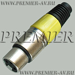 1-504 YE Разъем XLR 3P "гн" металл цанга на кабель, желтый