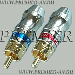 1-262G Разъем RCA "шт" металл "позолоченный" на кабель красный, синий