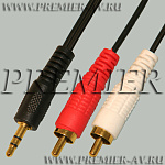 2-214G Переход 3.5мм "шт" стерео - 2 x RCA "шт" пластик "позолоченный" с кабелем 0,3м