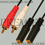 2-219G Переход 2 x RCA "шт" - 2 x 3.5мм "гн" моно пластик "позолоченный" с кабелем 0,3м