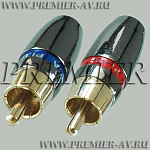 1-266G Разъем RCA "шт" металл "позолоченный" на кабель, красный и синий