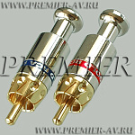 1-264G Разъем RCA "шт" металл "позолоченный" на кабель, красный и синий